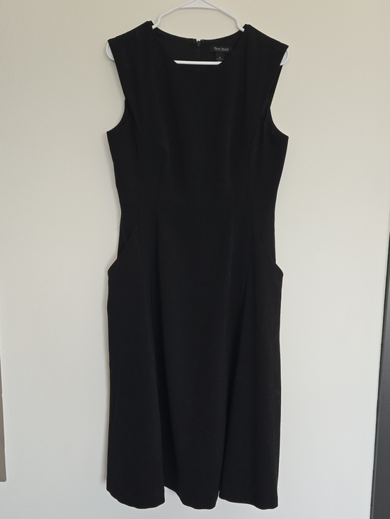 White House Black Market Dresses & Skirts - White House Black Market Black Sleeveless Midi Dress with Side Pockets